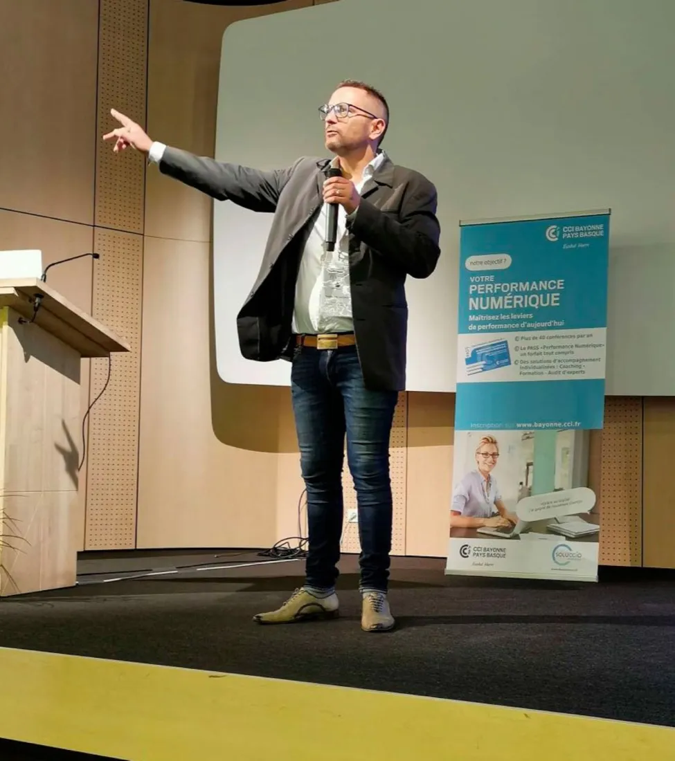 David Muratori en conférence au SEO Camp 2023, CCI Bayonne Pays Basque